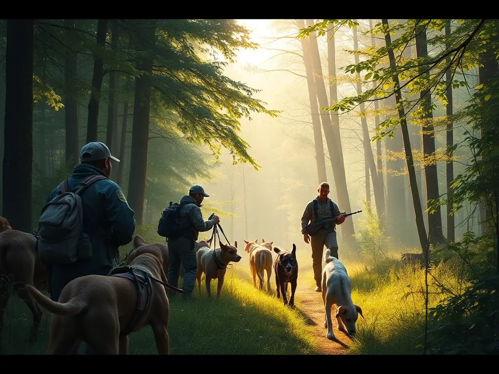 A dynamic image of a hunting competition, capturing the excitement and competitive spirit of the event.