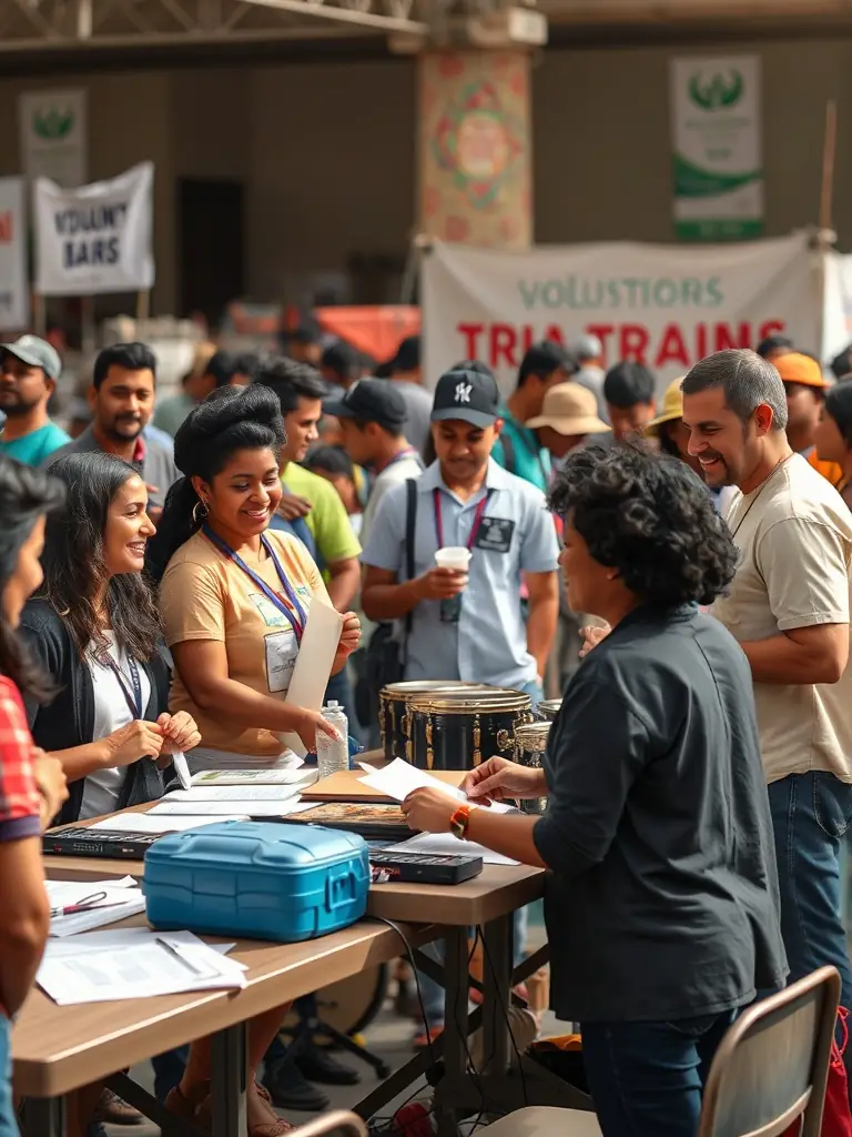 An image of volunteers working together to prepare for a community event, emphasizing the collaborative effort behind LA MEUTE SIANNE ALAGNON's activities.